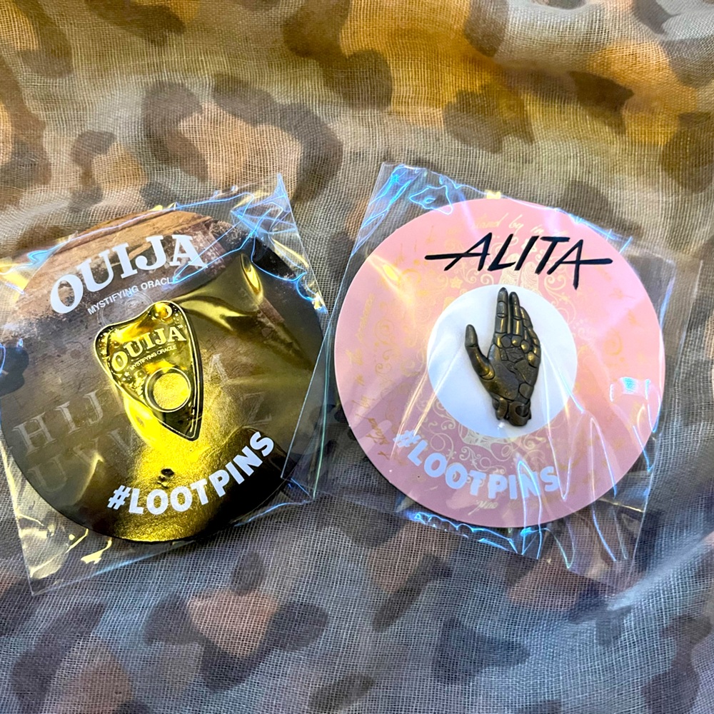 Loot Crate Exclusives Ouija Planchette & Alita Hand Pin Bundle - both sealed